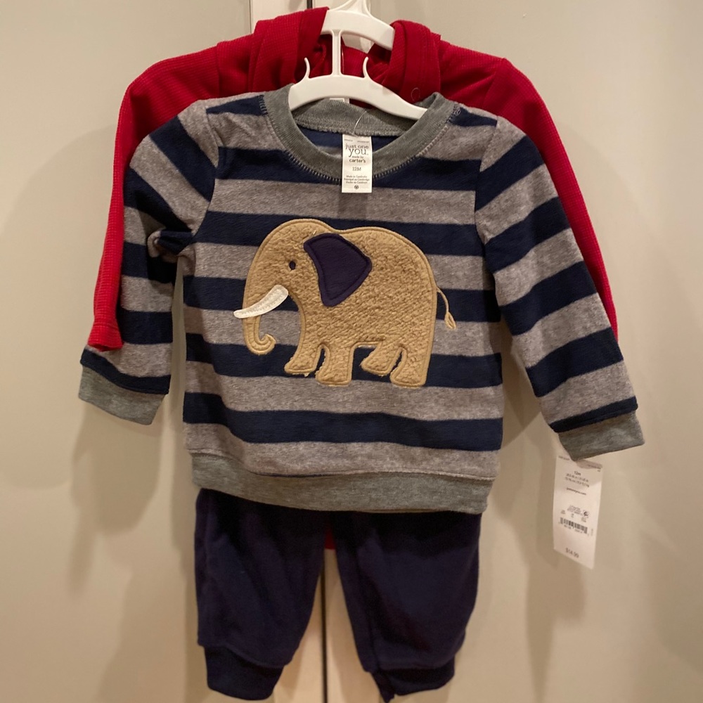 Carter’s 3 piece Boys/ 2 Garanimal onesie L sleeve